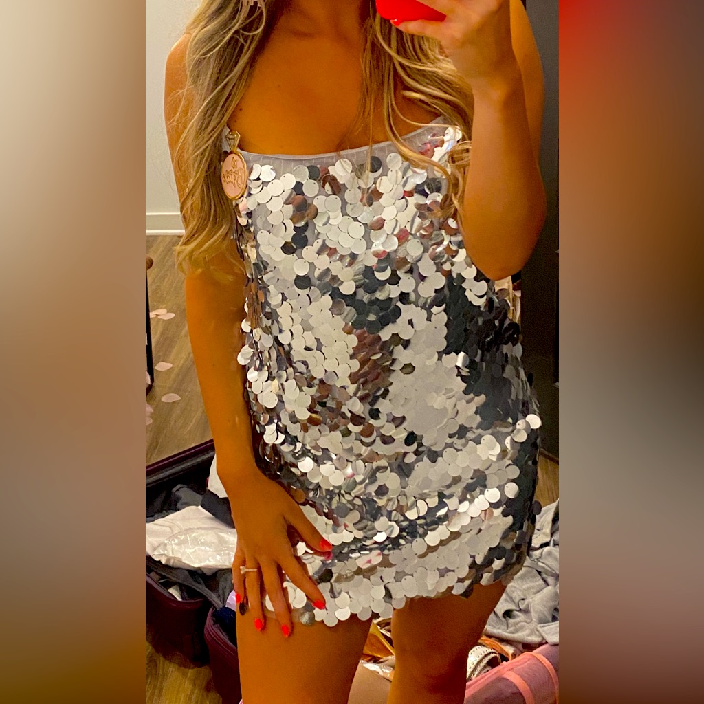 Lucy In The Sky Amalou Big Sequin Cami Dress In Silver